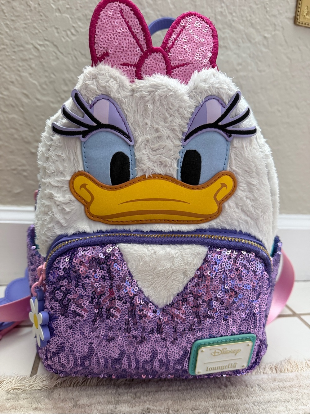 Loungefly Daisy Duck Purple Sequin Backpack